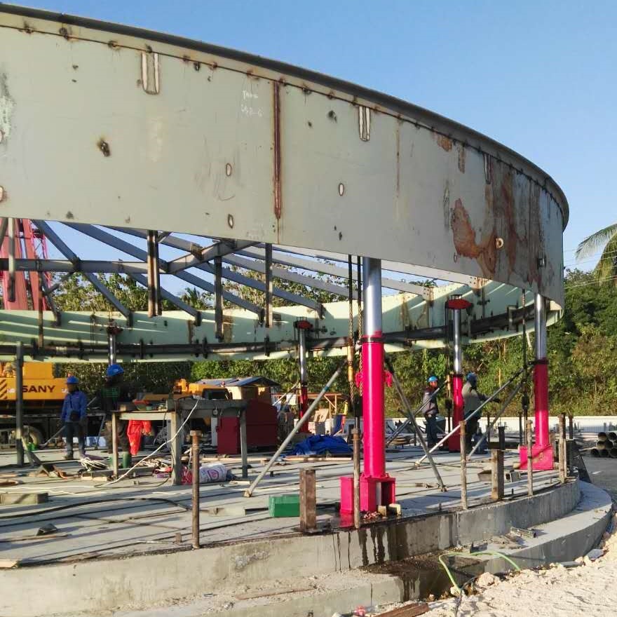 Two-stage Tank Hydraulic Jacks with PLC Control Synchronous Lifting System